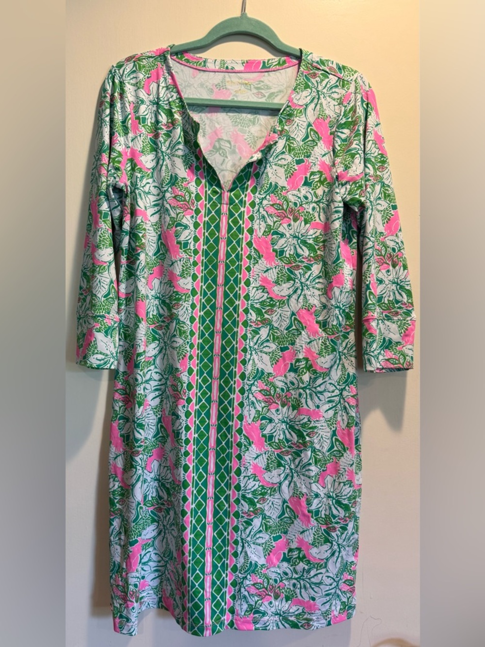 Lilly Pulitzer Nadine Dress Botanical Green SPF50 Size Large